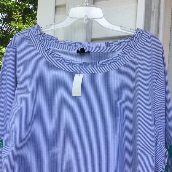 NWT Talbots Pretty Blue White Striped Fun Lace - Picture 2 of 5